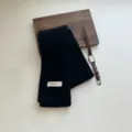 Schwarzer reiner Wollstrickschal Winter warm klassischer einfarbiger weicher Halswärmer - Schwarz