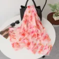 Rosa Blumenmuster leichtes Tuch Damen Sommer Strand Sonnenschutz Schal luftiges Cape. - Rot Blumen Bedruckt