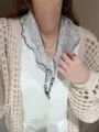 Korean style small floral triangle scarf summer new versatile beaded neck scarf for women - Color 2