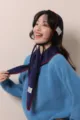 Stile coreano autunno inverno berretto lavorato a maglia sciarpa set caldo protezione orecchie - Set Paraorecchie e Sciarpa Triangolare / Blu navy
