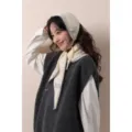 Stile coreano autunno inverno berretto in maglia e sciarpa triangolare caldo paraorecchie - Set Paraorecchie e Sciarpa Triangolare / Beige