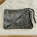 Knitted Striped Tie Triangle Scarf Black and Gray Winter Warm Fashion Neck Warmer - Black and Gray