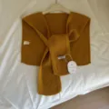Damen senfgelber Strick Schulterwaermer vintage Cape elegante Winter Mode Accessoire - Kurkuma