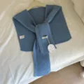 Blauer gestrickter falscher Kragen Schal Damen eleganter Rippstrick Winter Accessoire Schal - Himmelblau