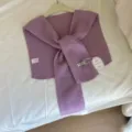 Gebreide nepkraag sjaal voor vrouwen, vintage paarse ribgebreide truissjaal herfst winter. - Roze