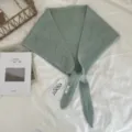 Women 100% Pure Wool Hollow Triangular Scarf Winter Warm Neck Protection Mini Shawl - Ivy Green