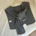 Grijs gebreide nep kraag sjaal winter warme trui accessoire veelzijdige cape doek - Grijs