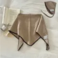Stile coreano autunno inverno lavorato a maglia sciarpa triangolare cappello paraorecchie beige - Set Paraorecchie e Sciarpa Triangolare / Kaki