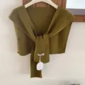 Vrouwen stijlvolle gebreide nekkraag herfst winter effen kleur chicwikkel sjaal accessoire - Olijfgroen