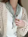 Korean floral triangle scarf with beads, sweet fashion summer neckerchief for women. - Color #15
