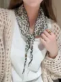 Korean style small floral triangular scarf with beads, sweet fashion summer neckerchief. - Color #16