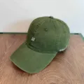 Grüne Baumwoll-Baseballkappe mit N-Stickerei, lässige Kappe mit gebogenem Schirm für den Alltag. - M (56-58cm) / Armeegrün