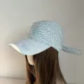 Casquette de Baseball a Fleurs et Carreaux Bleu Clair avec Noeud Arriere Variante - M (56-58cm) / Grappe de fleurs bleu