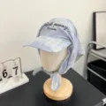 Gorra de béisbol de cuadros vintage con pañuelo, sombrero streetwear elegante. - M (56-58cm) / Pañuelo degradado azul