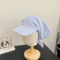 Gorra visera con pañuelo de rayas azules y pedrería, estilo retro urbano de verano. - M (56-58cm) / Azul con rayas de estrás