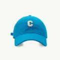 Blaues Baumwoll Baseballcap mit weißem gestickten Buchstaben C vorne Freizeit Sonnenhut - Gletscherblau