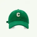 Grüne Baseballkappe mit gesticktem Buchstaben C für Damen, klassische Freizeitmütze für den Sommer. - Grasgrün