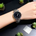 Damen Quarzuhr Edelstahl Armband schwarzes Zifferblatt elegante Mode Freizeituhr - Römisch Schwarz
