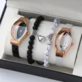 Set orologio da donna al quarzo con strass e bracciali magnetici di coppia scatola regalo. - Orologio Bicolore No.1 (Senza Scatola)