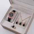 Set di gioielli con orologio da polso al quarzo da donna con collana orecchini anello in scatola - Set Tipo 5