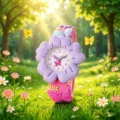 Cute kids flower dial quartz watch with pink butterfly strap main product view - Purple Flower