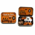 Halloween ghost plush toy set in a portable tin gift box with spooky accessories - Orange Pumpkin Blanket Style (B)