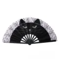 Abanico plegable de Kung Fu de 10 pulgadas con diseño de gato negro y puntos blancos - Patrón Gato Negro con Lunares B&N (Estilo 4) / 10"