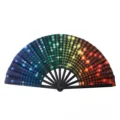 Abanico plegable de Kung Fu de 10 pulgadas con patrón de puntos arcoíris y marco negro. - Patrón de Manchas de Color Mágico (Estilo 1) / 10"