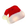 Festive glowing LED Santa hat with soft plush white trim and warm internal lights - Adult warm white model