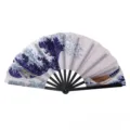 10-inch Kung Fu vouwwaaier met De Grote Golf bij Kanagawa print en zwarte plastic baleinen - De Grote Golf bij Kanagawa Patroon (Stijl 7) / 10"