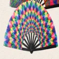 Aanpasbare 10-inch Kung Fu vouwwaaier met regenboogpatronen en zwarte plastic ribben van 10 inch - Kleurrijk Gradiënt Kunstpatroon (Stijl 8) / 10"