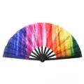 SKU-variant van 10-inch Kung Fu vouwwaaier met een levendig regenboog bokeh-patroon. - Regenboog Bokeh Patroon (Stijl 16) / 10"