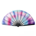 10-inch Kung Fu vouwwaaier met levendig tie-dye kleurverloop en zwarte baleinen. - Regenboog Gradiënt Tie Dye Patroon (Stijl 17) / 10"