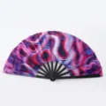 10-inch Kung Fu waaier met levendig roze en paars psychedelisch wervelpatroon - Roze-paars Wervelpatroon (Stijl 18) / 10"