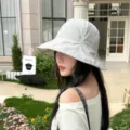 Light grey quick-dry sun protection bucket hat for women, breathable summer outdoor sun hat. - M (56-58cm) / Gray