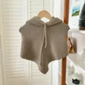 Détail de cagoule tricotée, bonnet en laine coupe-vent d'hiver chaud, couleur kaki vif. - M (56-58cm) / Kaki