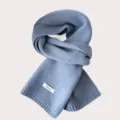 Winter einfarbig gestrickter Schal 100% Wolle warme Damen Halstuch Mode Accessoire weich - Meersalz Blau