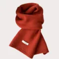 Solid color winter knit scarf 100% pure wool cozy warm soft neck wrap for women style. - Oriole Red