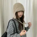 Chic thick knit balaclava hat for women, cozy winter earflap beanie with ties for warmth. - M (56-58cm) / Khaki