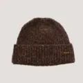 Brown knitted beanie hat winter warm wool cap ribbed texture stylish casual winter wear - Coffee Hat