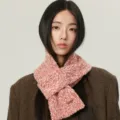Cozy winter pink knitted scarf for women, thick heather yarn warmth, stylish daily accessory. - Red Scarf