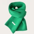 Solid color knitted winter scarf, 100% wool warm women scarf, stylish daily neck warmer. - Mars Green