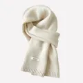 Cozy solid color knit scarf, premium wool material for ultimate winter warmth and style. - White