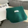 Bufanda de punto verde oscuro para mujer de invierno, calentador de cuello acogedor con etiqueta - Verde Mars