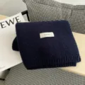 Bufanda de punto azul oscuro invierno cálido acogedor moda minimalista elegante uso diario. - Cian oscuro