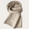 Classic beige pure wool knitted winter scarf, soft warm solid color variant neck wrap for women - Natural Cyan