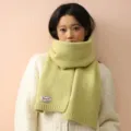 Bufanda de punto para mujer acogedora cálida invierno cuello color sólido moda bufanda - 12# Amarillo Limón