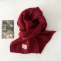 Koreanischer Stil einfarbiger Strickschal für Damen, winterwarmer Nackenschal, modisch vielseitig. - 1# Weinrot