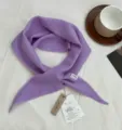 Purple 100% wool triangular scarf for women, cozy winter warm knit neckerchief shawls. - Lilac Purple