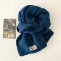 Bufanda de punto color sólido estilo coreano para mujeres, calentador de cuello invierno suave. - 6# Azul azur